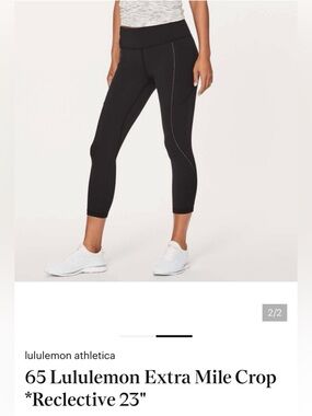 lululemon athletica Black Extra Mile Crop Leggings with Dotted reflective seam